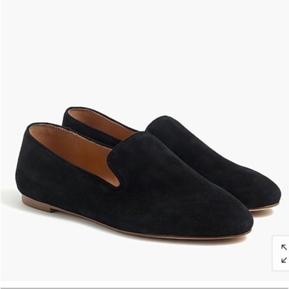 J. Crew Black Suede Smoking Loafer Flat Shoes Size 6.5 - Picture 1 of 16